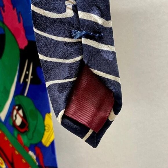Vintage Looney Tunes Mania Neck Tie Elmer Mermaid Marvin Taz Bugs Silk Korea '93 - Picture 14 of 15